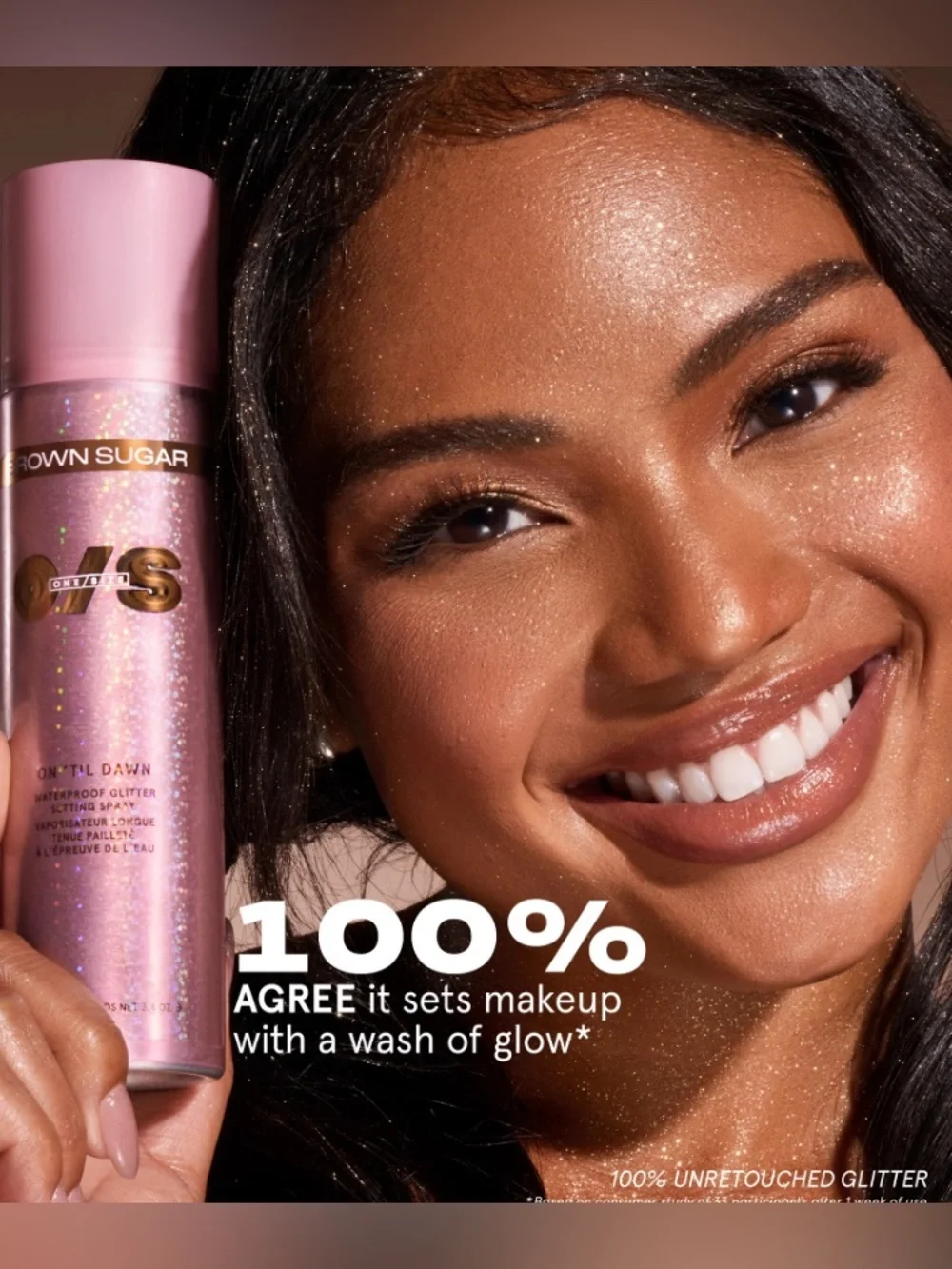 ONE/ SIZE On 'Til Dawn Waterproof Glitter Setting Spray -BROWN SUGAR LMTD. EDT.